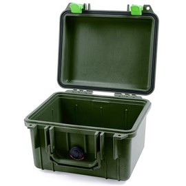 ColorCase Pelican Protector 1300 Case OD Green - Small Size Waterproof Case (Case Only) - Lime Green Latches