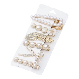 MAEXUS Hair Clips, Pearl, 6-Piece Hairpin, Stylish, Three-dimensional Feel, Cute, Hair Accessories, Pearls, Diamonds, Feathers, Bowknot