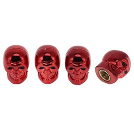 HEROFFIX 4 Pcs Skull Head Shape Tire Valve Stem Caps Decorative Tyre Valve Dust Covers 7x22mm Red Plastic Copper
