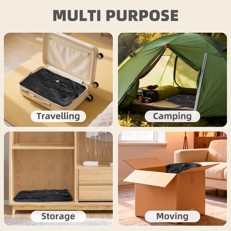 Luvan Travel Vacuum Bags for Luggage with Wireless Pump, Reusable