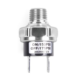 CNWZYMX 150-175 PSI Air Pressure Switch 1/4 NPT Thread for Train Horn Valve Air Compressor Suspension Tank Mount Automatic Control DC 12V 24V Silver 2PCS