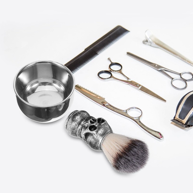 Healeved 1set Man Shaving Brush Kit Fiber Brush and Foaming
