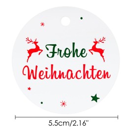 G2PLUS Merry Christmas Gift Tags, Pack of 100 Gift Tags Christmas, Kraft Paper Labels 5.5 x 5.5 cm Paper Tags for Advent Calendar, DIY Decoration, White