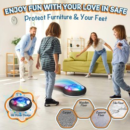 Nazano 4-in-1 Hover Soccer Ball Set, Rechargable Air Floating Soccer Toy with LED Lights, Indoor & Outdoor Kids Sports Toys, Christmas Birthday Gifts for Boys Girls Aged 3 4 5 6 7 8-12