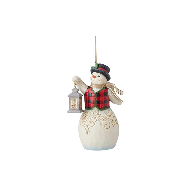 Enesco Jim Shore Snowman with Lantern Hanging Ornament, 4.53 Inches