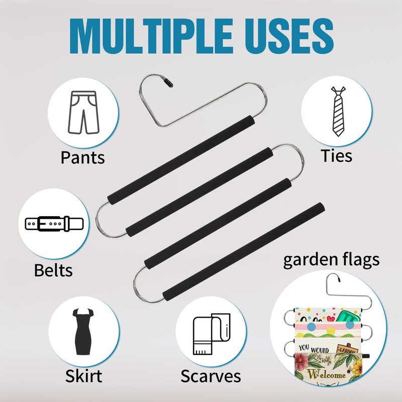ICOFUPO Multiple Space Saving Non Slip Foam Padded Pants Hangers