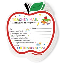 50Pcs Teacher Mail Notes to Parents, Happy Mail from Teacher, Brag Cards for Students Behavior Classroom Must Haves to Send Home for Preschool Kindergarten Elementary School Supplies (Classic)