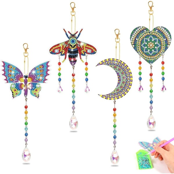 FEISHIONG Diamonds Paintings Suncatcher,Double Sided Crystal Gem Painting Hanging Ornament,Diamonds