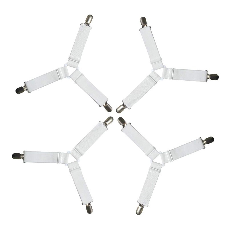 OrganiMax Bed Sheet Clips Fastener – Adjustable Elastic Straps for