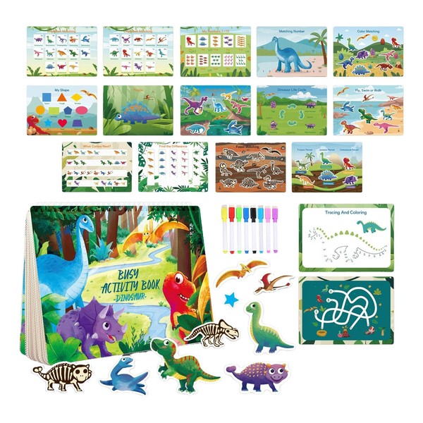 harayaa Dinosaur Busy Book Sticker Quiet Book Preschool Toy, Learning