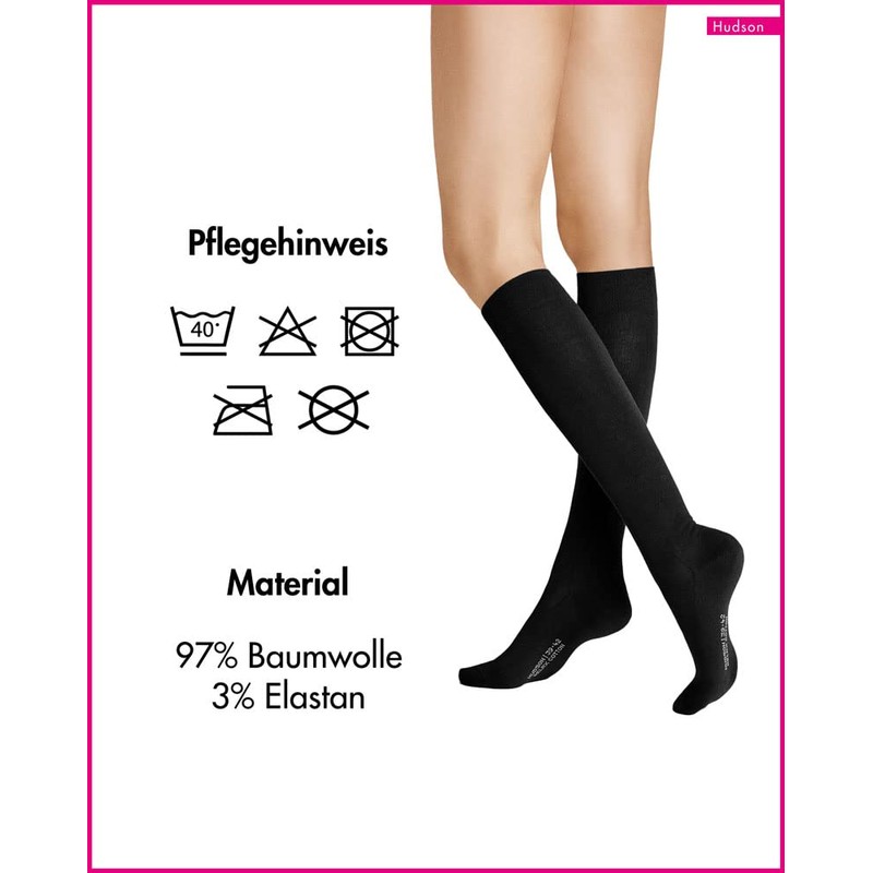 Hudson Women's 005360 RELAX COTTON Knee-High Socks, Black (Black 0005),