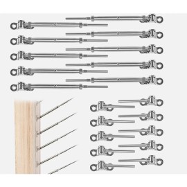 Muzata 10 Pair Cable Railing Kit 1/8 Swage Toggle Turnbuckle Hardware T316 StainlesCK07