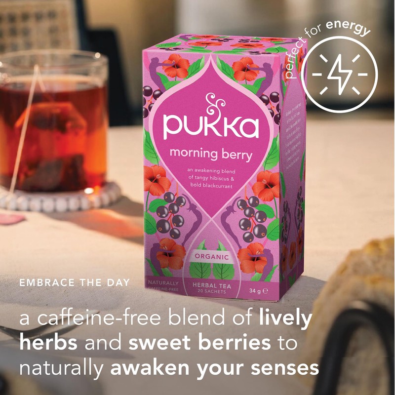 Pukka Herbal Organic Morning Berry, 80 Total Tea Bags (20ct