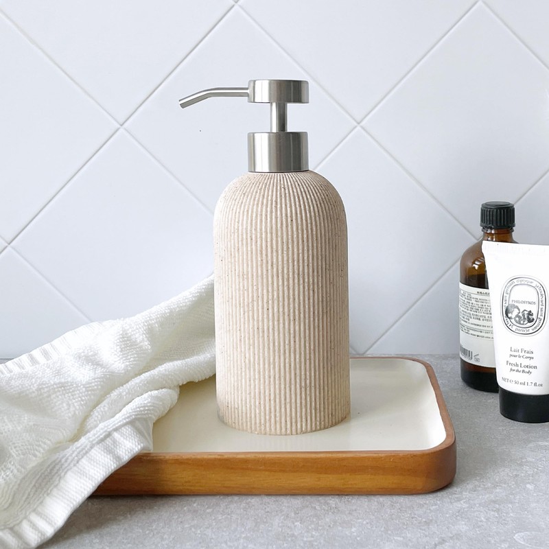 Lunestella Elegant Boho Beige Hand Soap Dispenser with Stainless Steel
