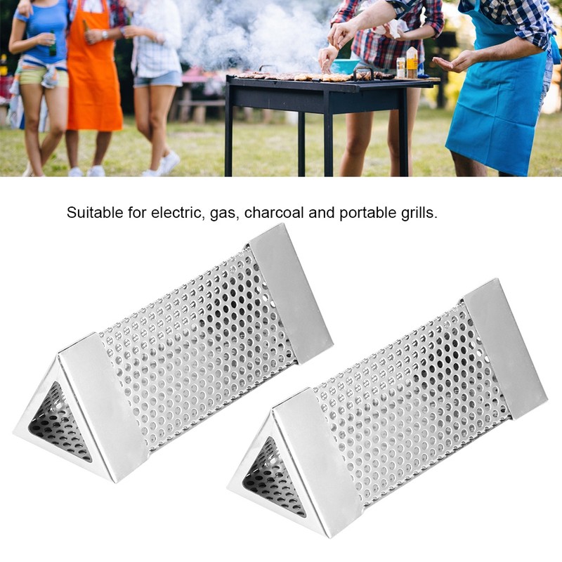 2Pcs BBQ Grill Smoker Tube Mesh Tube Pellets Smoke Box