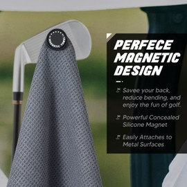 She's Pink Magnetic Golf Towel for Men - 18" X 18" Golf Balls & Clubs Cleaning Towels - Golf Accessories for Men and Women - Golf Gifts for Golfers (Grey)