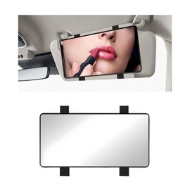 BWBWND Car Sun Visor Vanity Mirror, HD Rearview Sun-Shading Cosmetic Mirror with Straps, Large Vehicle Visor Makeup Mirrors for Women Girls, Universal Interior Car Accessories (Black)