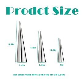 6 Pcs Horn Cannoli Tubes,Non-Stick Cream Horn Cones Tubes Stainless Steel Conical Croissant Pastry Baking Moulds,Cannoli Form Roll Mold Corner Shaper for Anniversary and Daily Use(3 Size)