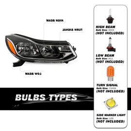 SOCKIR Fit for 2017-2022 Chevy Trax Headlight Assembly Replacement Non-Projector Black Housing OE Style Factory Halogen Headlamp Front Lamp Right Passenger Side