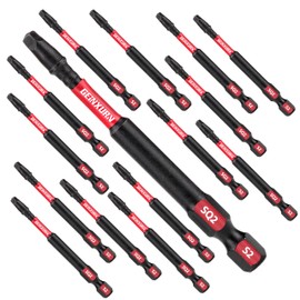 GEINXURN Impact Tough 3Inches #2 Square Insert Driver Bits,15Pack Magnetic SQ2 Screwdriver Bits Set 3”Long Impact Bit,Bulk