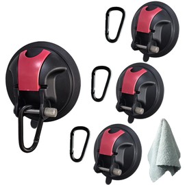 Roseddy Suction Cup Hook, Strong Suction Cup, Diameter 3.9 inches (10 cm), Load Capacity: 154.3 lbs (70 kg), 4 Pieces, Can Be Used Repeatedly for Home Camping and Outdoor Activities