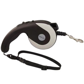 Morn Light Retractalb Dog Leash with Built-in Led Flashlight 3.6 M Nylon Dog Leash Sliding Lock Push Button Powered by AAA Batteries(Black)