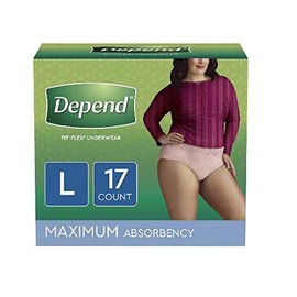 Depend Fit-Flex Underwear for Women Large Maximum Absorbency - 2 Packs of 17 ct