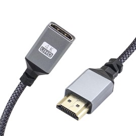 RIIEYOCA UHD 4K HDMI to HDMI Braided Cable 0.65ft, 18Gbps High Speed HDMI 2.0 Cable, Supports 4K@60Hz,1080p,2K,HDCP 2.2,ARC,3D, Male to Female Cord (2pack)