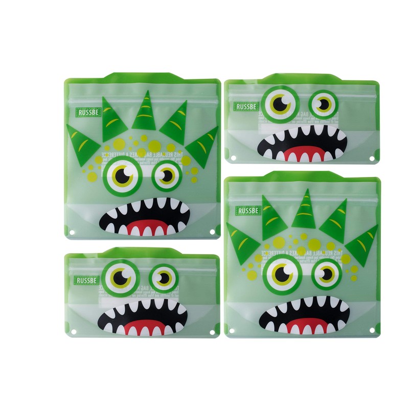 Russbe 18729 Monster Reusable Snack & Sandwich Bags (Set of