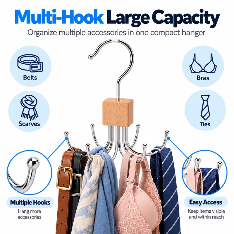 360° Rotating Belt Hanger for Closet Storage – Multi-Use Organizer