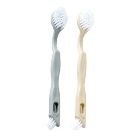 PACKOVE 2Pcs Clothes Washing Brush Multifunctional Cleaning Tool for Shoes Boots More Ergonomic Long Handle Soft Bristles Beige Grey for Home Kitchen Use