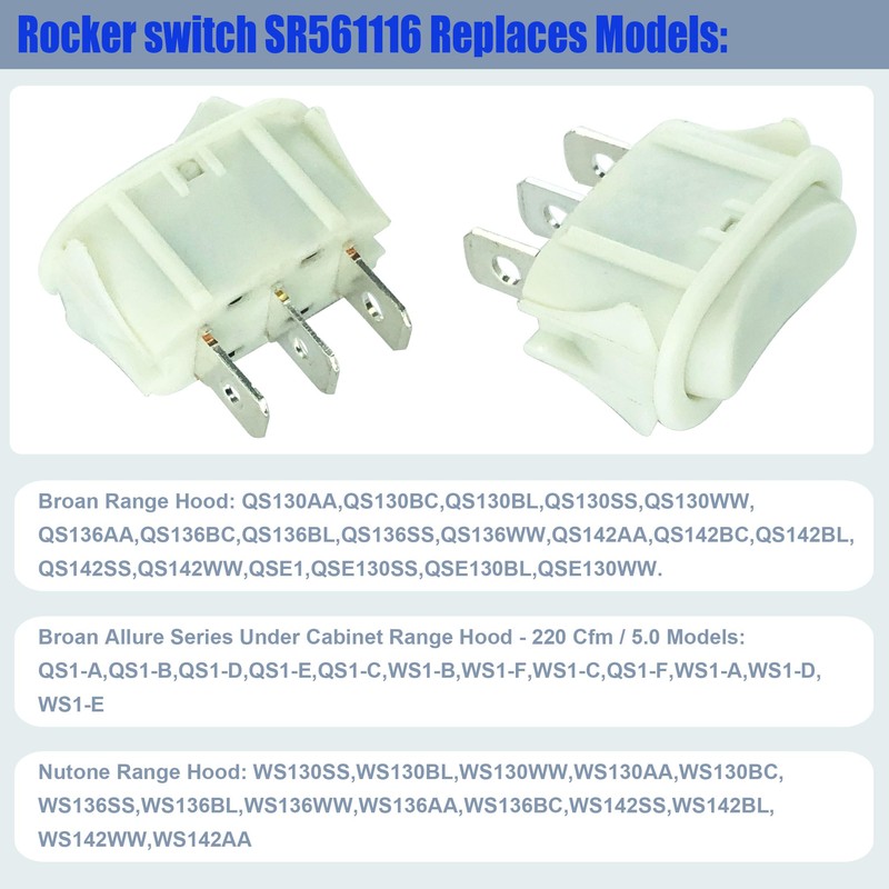 DTAIR SR561116 Range Hood Switch Replacement for BROAN Nutone Range
