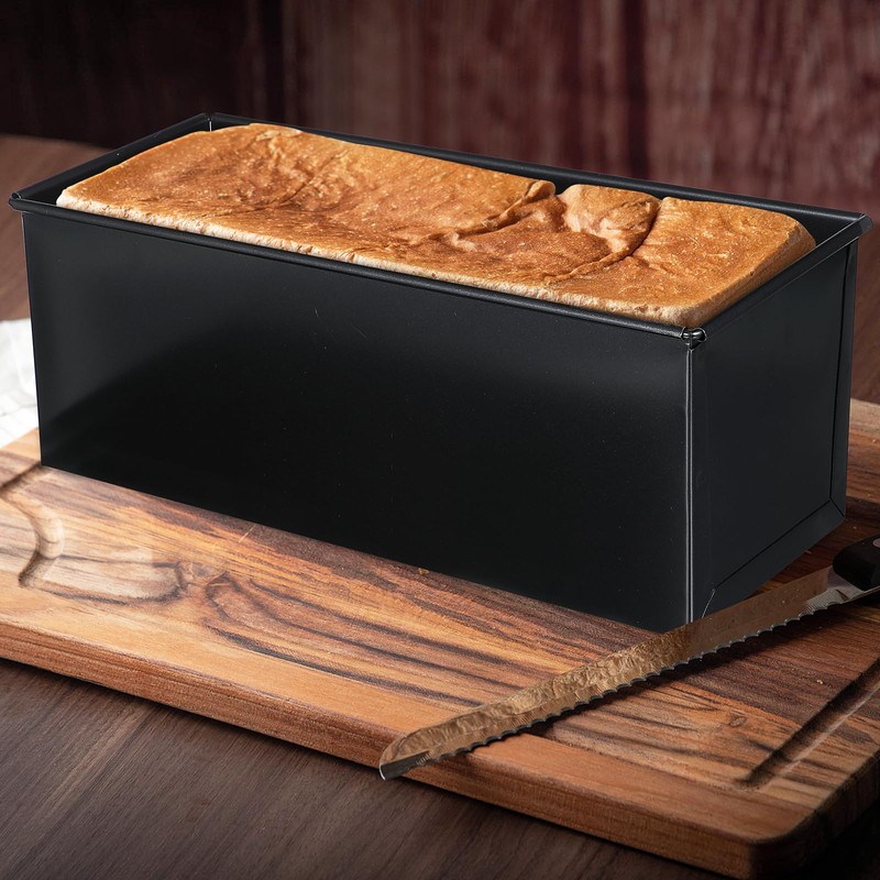 Luxshiny Pullman Loaf Pan with Lid: Non-Stick Bread Toast Box