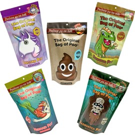 The Original Bag of Poo®, Novelty Poop Cotton Candy Gag Gift (Mythical Variety Pack) Assorted flavors. Free stickers inside.