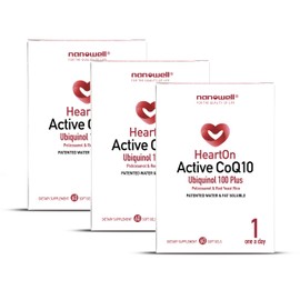 NANOWELL HeartOn Active CoQ10 Kaneka Ubiquinol 100 Plus Heart Health Supplemen - 60 Softgels X 3 Boxes for 6 Months (180 Count)