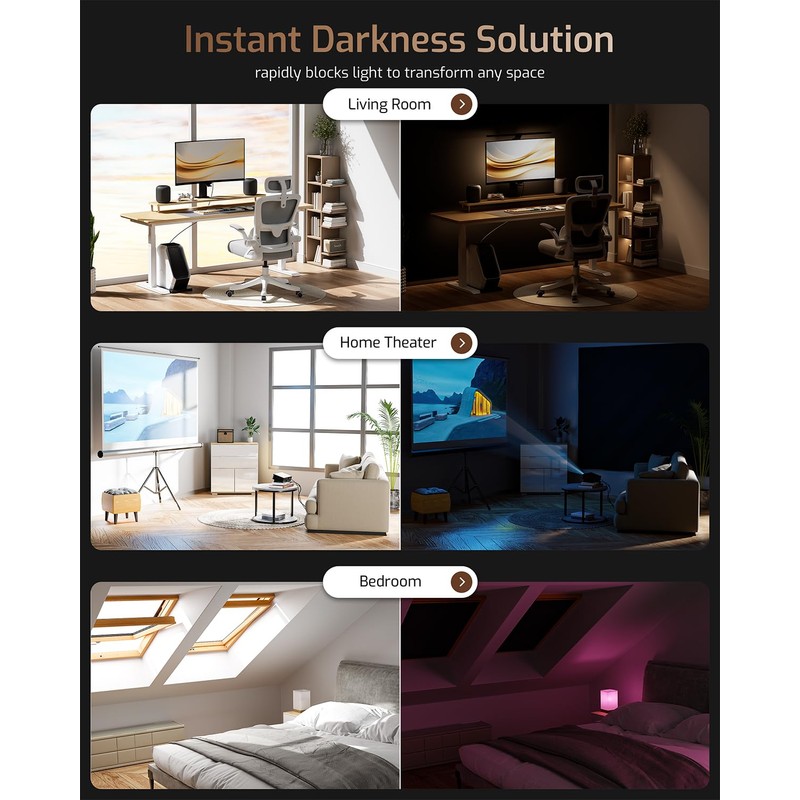 Dailycooper Portable Blackout Curtains for Bedroom 34”x 72”, 100% Blackout