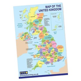 UK Map Political Childrens Pupils School Classroom Display Wall Poster A2 Primary Teaching Services