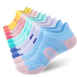 BUDERMMY Womens Ankle Compression Socks with Arch Support Athletic Low cut Running Socks for Women Workout Cushion 5 Pairs (US, Numeric, 6, 8, Regular, Regular, Mixed color)