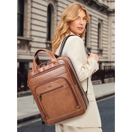 Shrrie 15.6" Laptop Backpack,Business Work Backpack Briefcase,Durable Computer Backpack for Office,Travel,College,Two-toned Brown