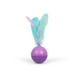 Catstages Wobble N' Treat Toy Treat Stuffer Cat Toy with Feathers, Catnip Oil Coating, and Treat-Dispensing Holes, Multicolored