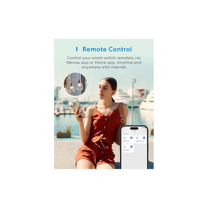 meross - Interruptor de luz inteligente compatible con Apple HomeKit,