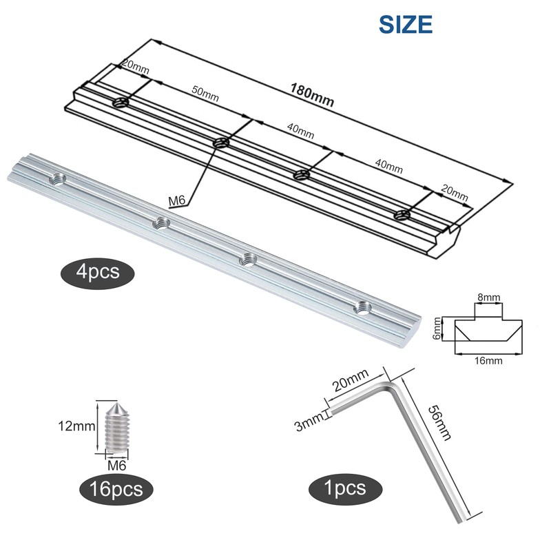 alwaiiz 4040-4 Piece Track Connector, Profile Connector, Aluminium Profile Connector