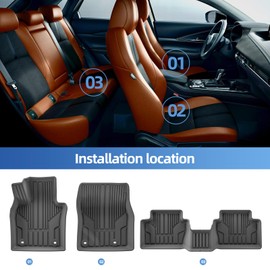 SMABEE Floor Mats for Mazda CX-30 2020-2024 2025 All Weather Floor Liners TPE Accessories,1st & 2nd Row Car Mats Interior Black