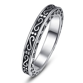 Cloyo Men's Celtic Rings Stainless Steel Men's / Women's Jewellery Vintage Biker Wedding Ring Black Silver 4 mm / 8 mm Size 52 (16.6) - 67 (21.3), Stainless Steel