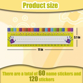 60 Pc Name Tags for Classroom, Desk Name Tags Classroom, Self Adhesive Name Plates for Student Desks, Number Lines for Students Desk