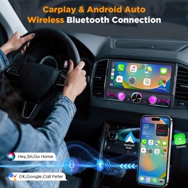 HIMICAR Autoestereo Reproductor Estereo para Automovil 7 Pulgadas MP3, Control por Voz, Dual USB Apoyar AUX/TF/Disco U/FM Bluetooth Estereos con Tarjeta, Llamada Bluetooth + Control Remoto FM