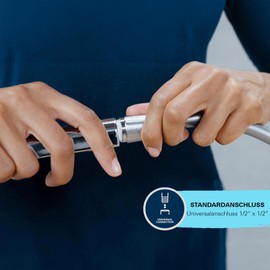 GROHE VitalioFlex Metal Long-Life - Shower Hose 2 m (Tensile Strength 75 kg, Pressure Resistance Up to 16 Bar, Heat Resistance 75°C, Universal Connection G 1/2" x 1/2"), Chrome, 22103000