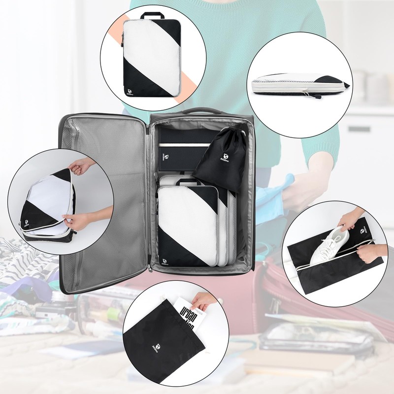AiQInu Packing Cubes Compression, Pack of 5 Packing Bags, Compression