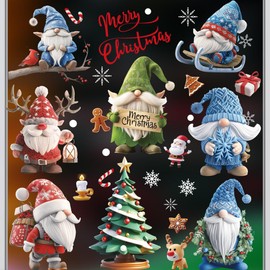 Christmas Window Stickers, 9 Sheets 95 PCS Reusable Christmas Window Decorations Double Sided PVC Static Xmas Window Stickers Scene for Glass