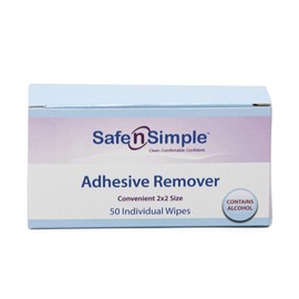 Safe n' Simple Adhesive Remover Wipes, Large, Individually Wrapped Wipes, 50 Count